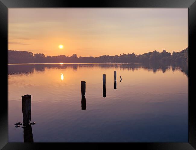 west port lake sunset Framed Print by Andy Evans