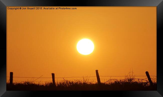 Fenced Sunset Framed Print by Jon Gopsill