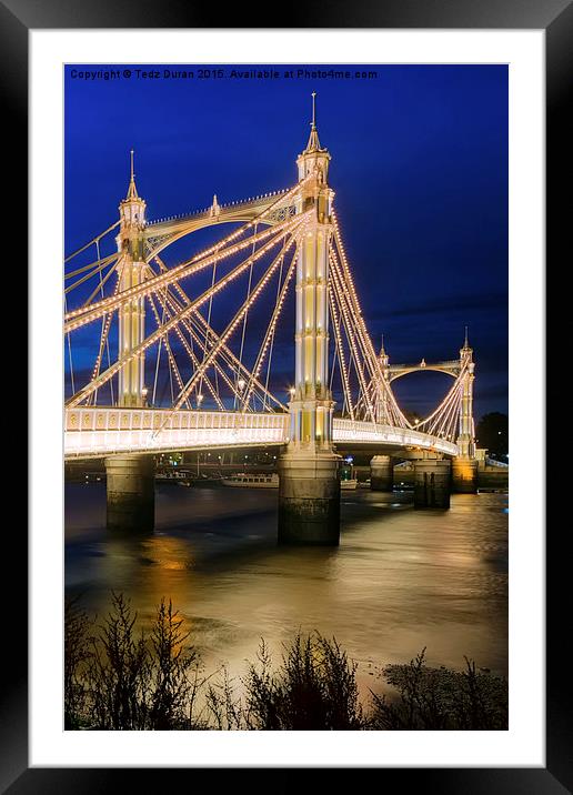  Albert Bridge London Framed Mounted Print by Tedz Duran