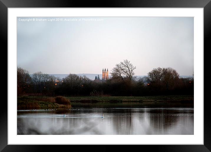 St Sampson's Church, Cricklade across the meadows Framed Mounted Print by Graham Light