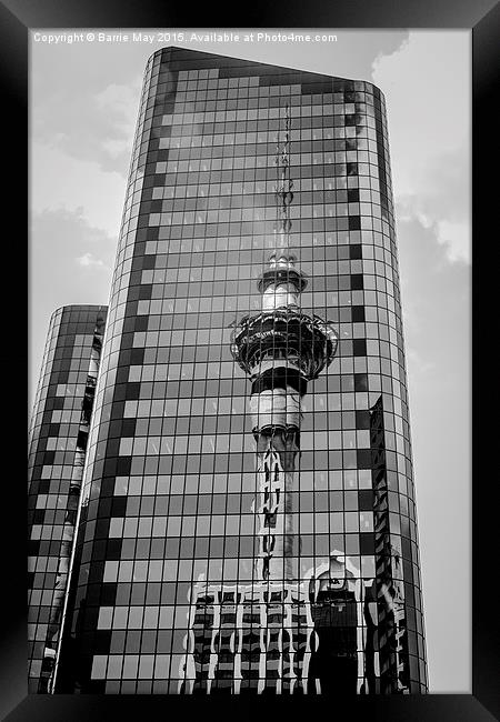 The Sky Tower, Reflected Framed Print by Barrie May