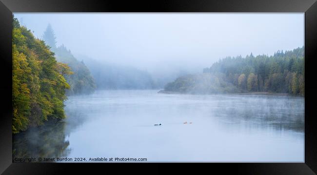 Dawn Mist On Loch Faskally Framed Print by Janet Burdon