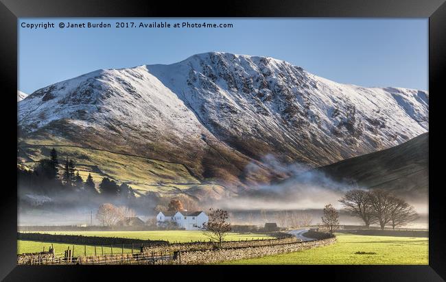 Hartsop In The Mist Framed Print by Janet Burdon