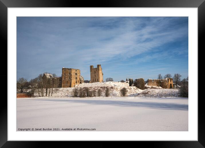 Helmsley castle In Winter Framed Mounted Print by Janet Burdon