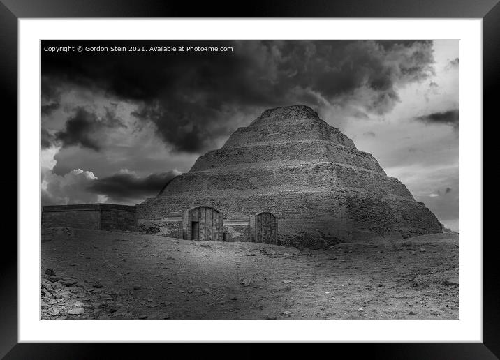 Pyramid Storms - Saqqara Framed Mounted Print by Gordon Stein