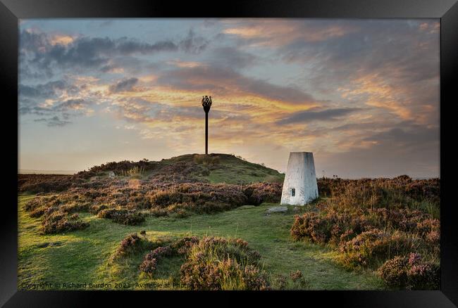 Danby Beacon Sunset Framed Print by Richard Burdon