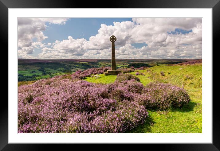 Heather At Rosedale Millennium Cross Framed Mounted Print by Richard Burdon