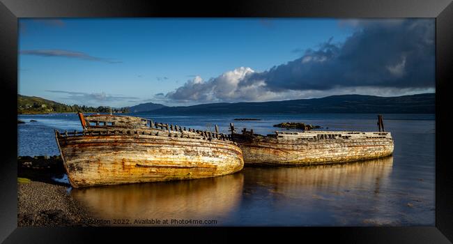 The Salen Boats At Sunrise Framed Print by Richard Burdon