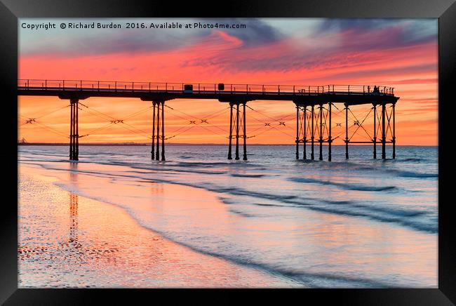 Saltburn Pier Sunset Framed Print by Richard Burdon