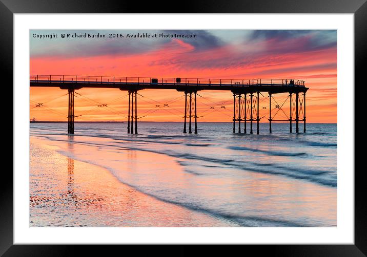 Saltburn Pier Sunset Framed Mounted Print by Richard Burdon