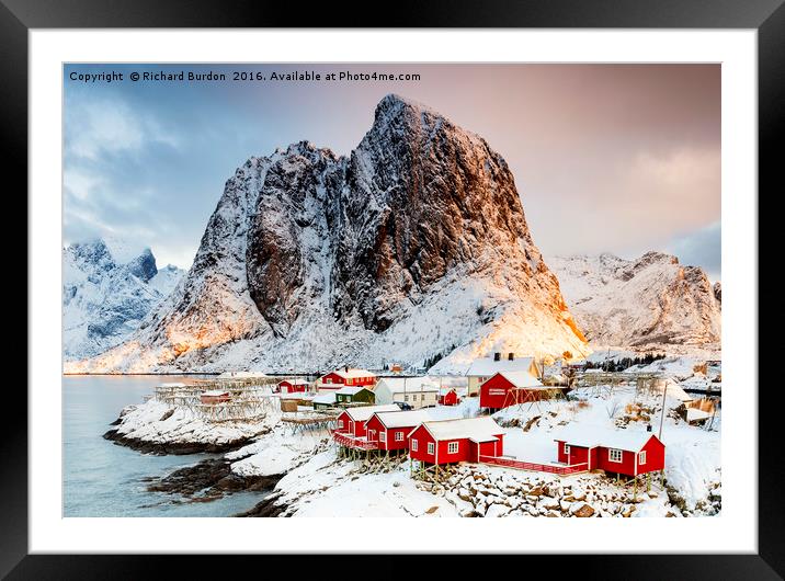 Morning Light On Hamnoy Village, Lofoten Islands Framed Mounted Print by Richard Burdon