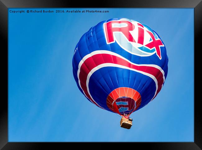 Hot Air Balloon Framed Print by Richard Burdon