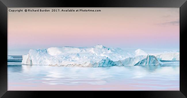 Pastel Dawn Over the Kangia Icefjord in Greenland Framed Print by Richard Burdon