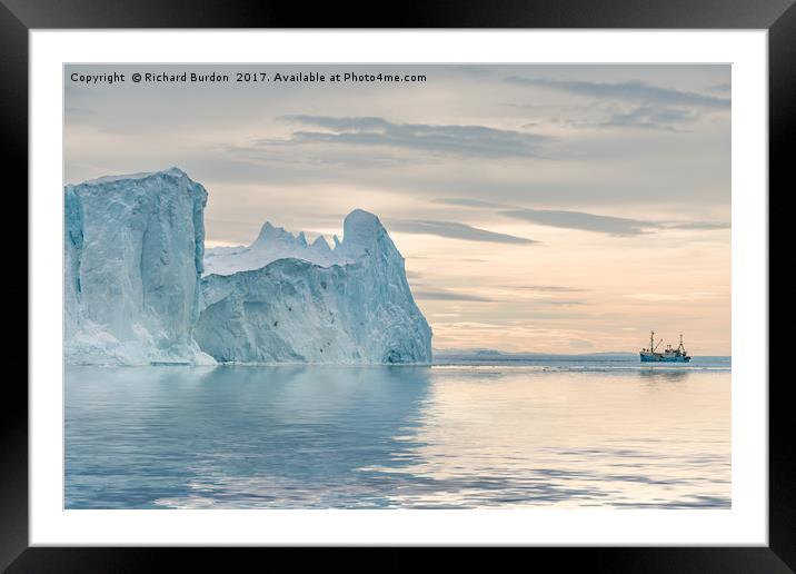 Towering Icebergs Framed Mounted Print by Richard Burdon
