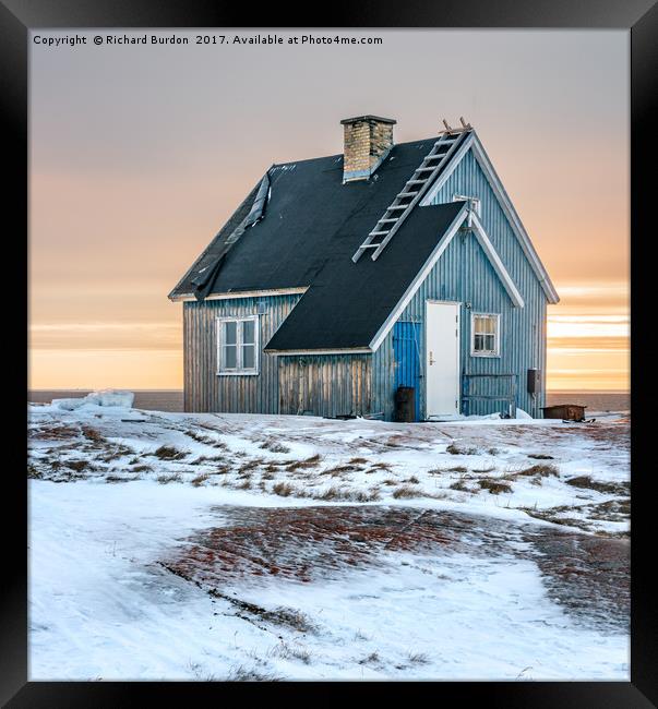 The Blue House at Rodebay Framed Print by Richard Burdon