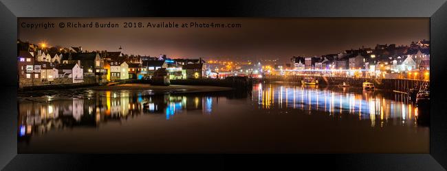 Whitby Habour at Night Framed Print by Richard Burdon