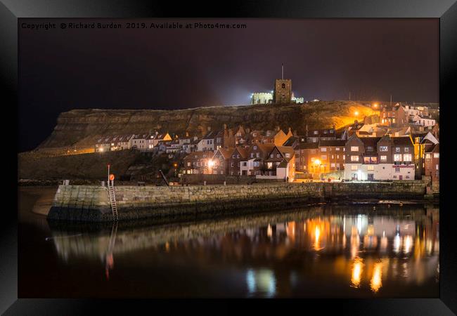Whitby Harbour Reflections Framed Print by Richard Burdon