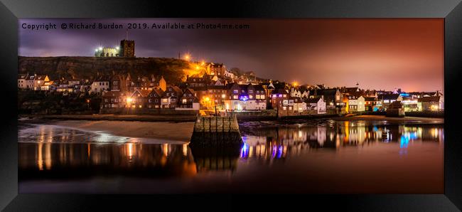 Whitby Harbour Reflections Framed Print by Richard Burdon