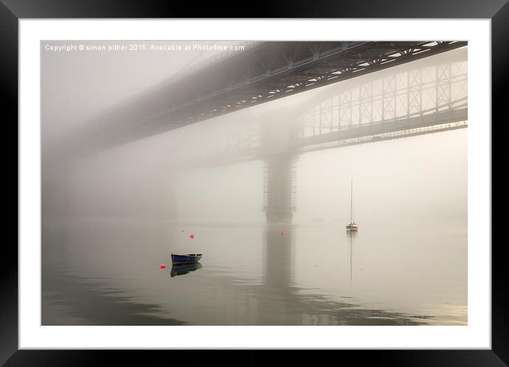  Tamar Bridge in the Fog. Framed Mounted Print by simon pither