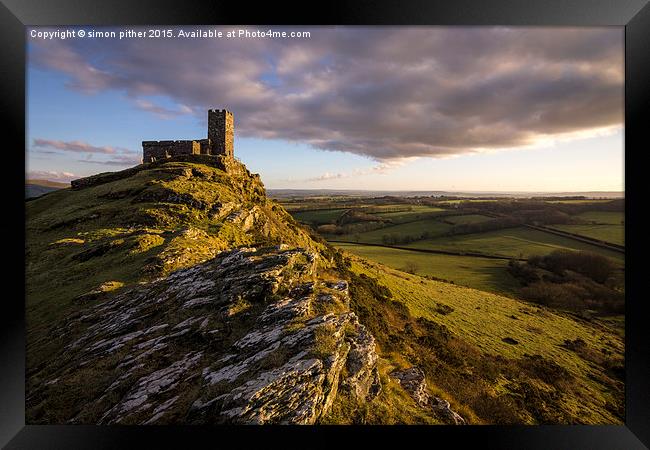  The Church of St Michael de Rupe, Brentor Framed Print by simon pither