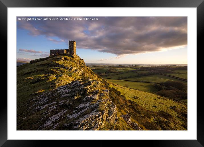  The Church of St Michael de Rupe, Brentor Framed Mounted Print by simon pither