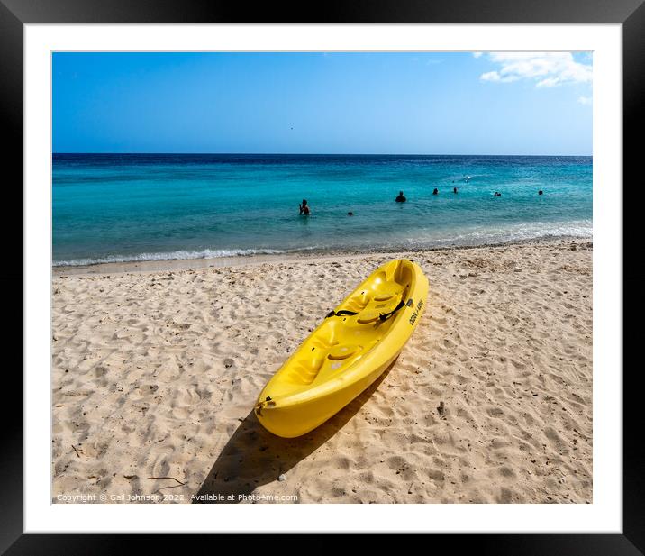 kayak on the beach  Framed Mounted Print by Gail Johnson