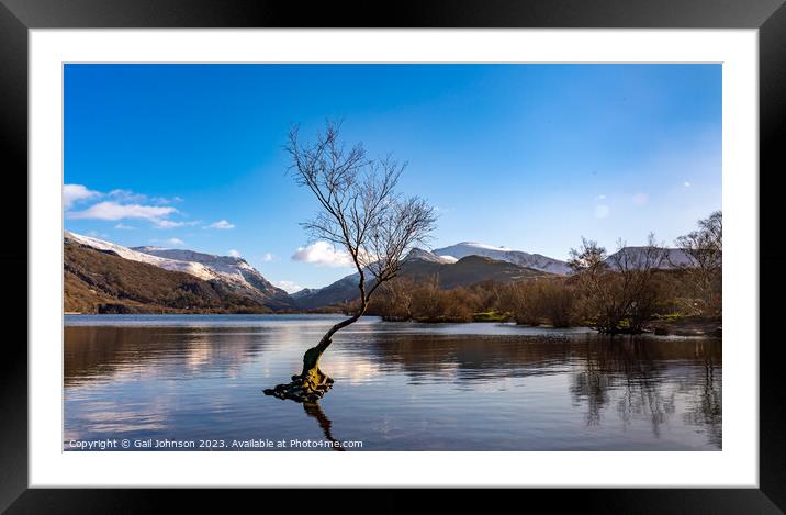 Views around Llanberis in winter with snow on the hills  Framed Mounted Print by Gail Johnson