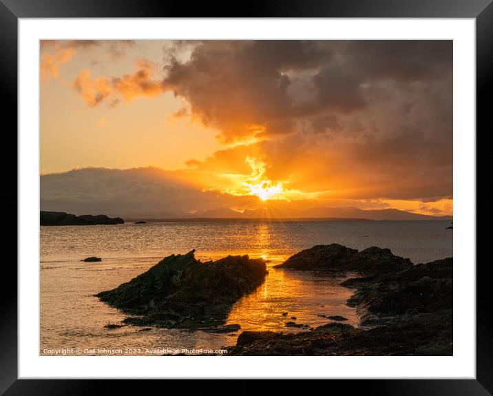 Sunrise from rhoscolyn Beach looking to Snowdonia Framed Mounted Print by Gail Johnson