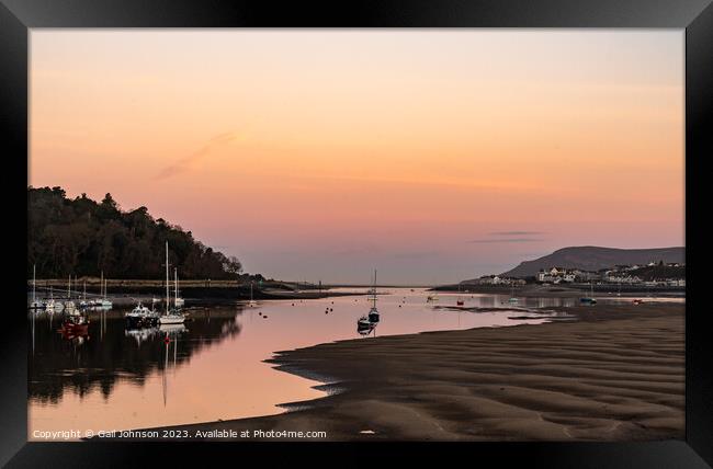 Conwy castle and town at sunrise North Wales  Framed Print by Gail Johnson