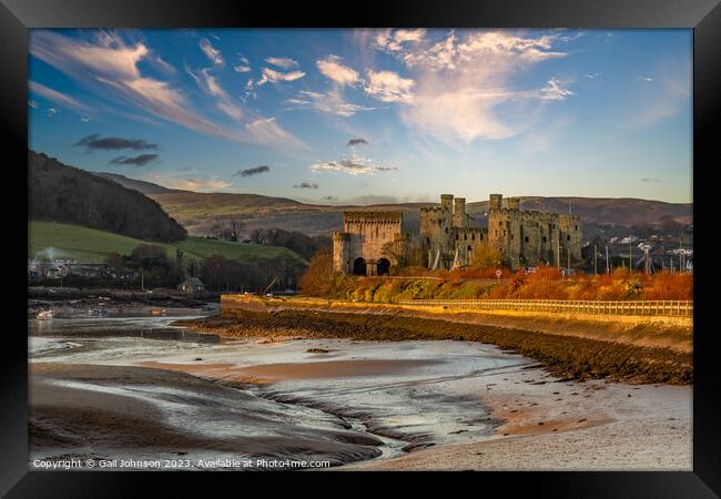 Conwy castle and town at sunrise North Wales  Framed Print by Gail Johnson