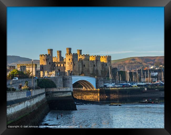 Conwy castle and town at sunrise North Wales  Framed Print by Gail Johnson