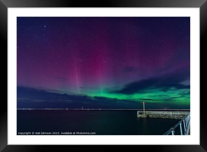 Aurora Borealis over holyhead Breakwater on the Isle of Anglesey Framed Mounted Print by Gail Johnson