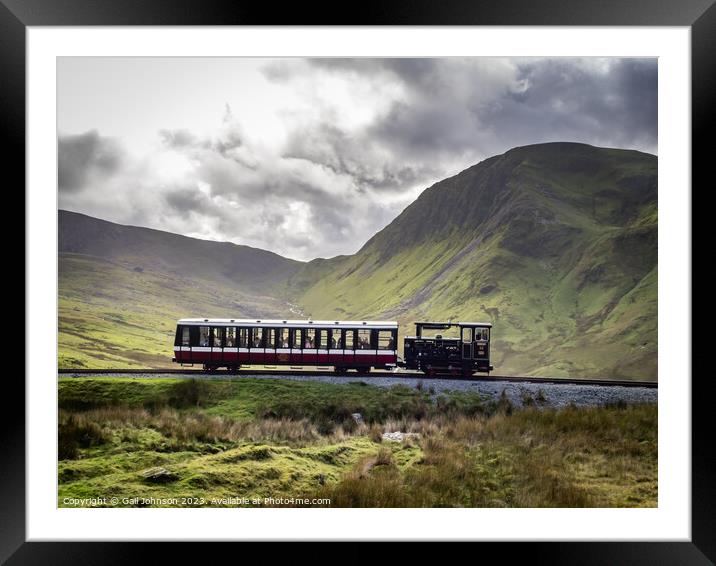 Views around Snowdon with trains running up to the summit  Framed Mounted Print by Gail Johnson