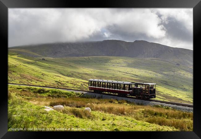 Views around Snowdon with trains running up to the summit  Framed Print by Gail Johnson