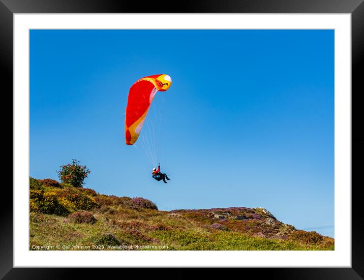 Views around Conwy Mountain and some paragliders Framed Mounted Print by Gail Johnson