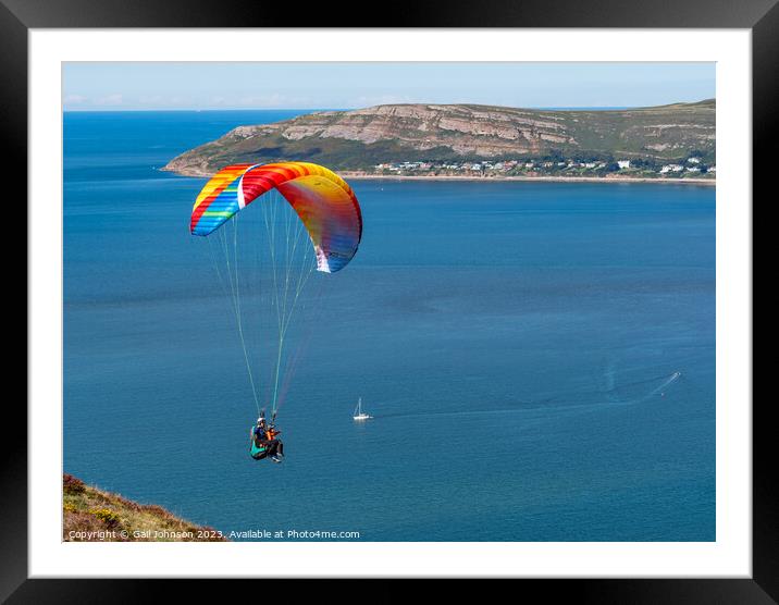 Views around Conwy Mountain and some paragliders Framed Mounted Print by Gail Johnson