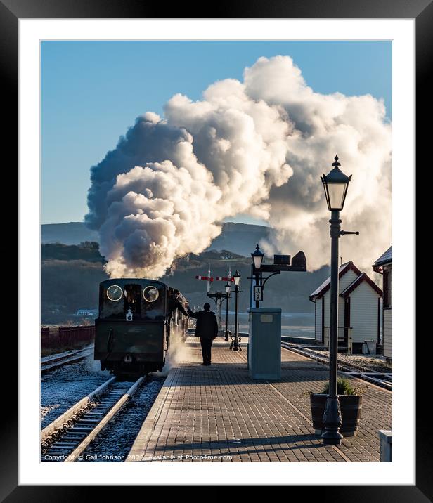 Steam Trains around Porthmadog North wales in winter  Framed Mounted Print by Gail Johnson
