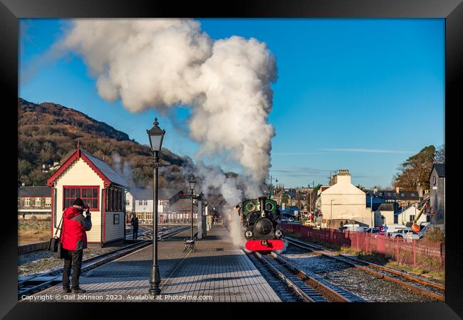 Steam Trains around Porthmadog North wales in winter  Framed Print by Gail Johnson