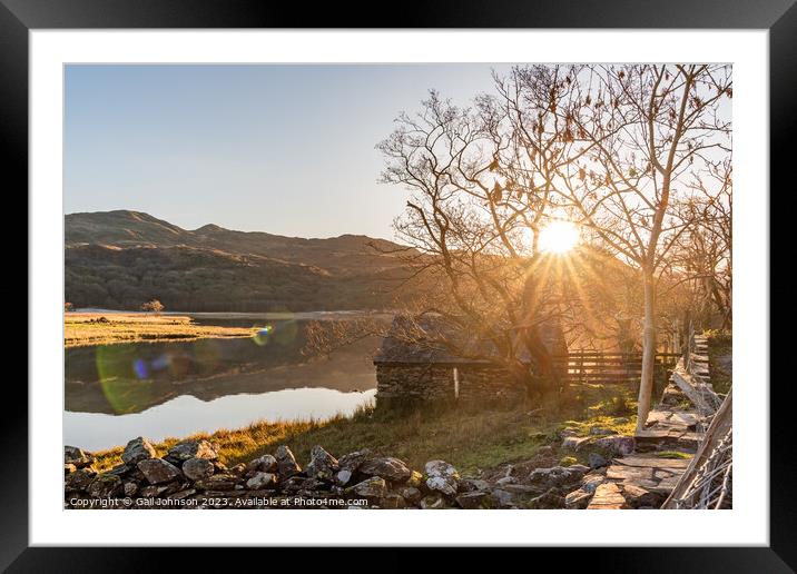 Reflection views around Snowdonia lakes in winter  Framed Mounted Print by Gail Johnson