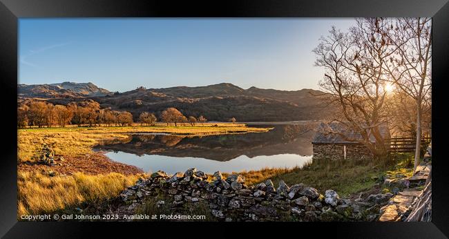 Reflection views around Snowdonia lakes in winter  Framed Print by Gail Johnson