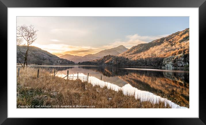 Reflection views around Snowdonia lakes in winter  Framed Mounted Print by Gail Johnson