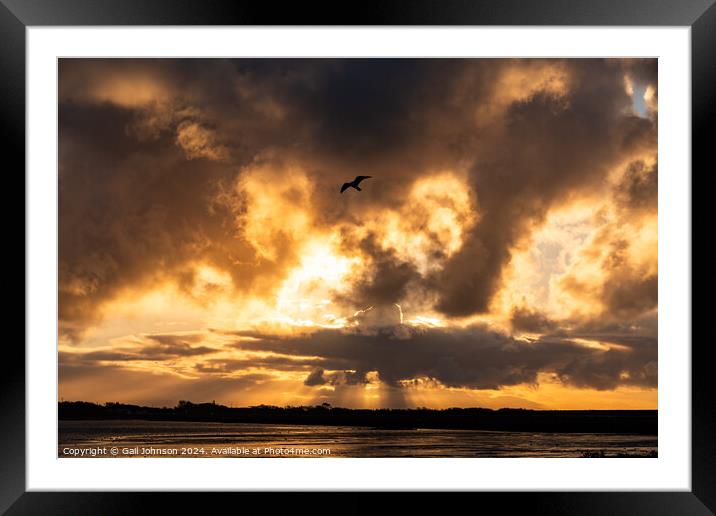 Sunset over the sea on the Island of Angelsey , North Wales  Framed Mounted Print by Gail Johnson