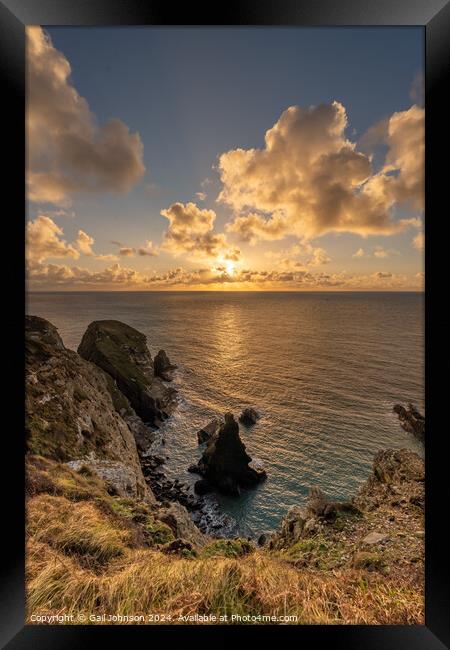 Sunset over the sea on the Island of Angelsey , North Wales  Framed Print by Gail Johnson