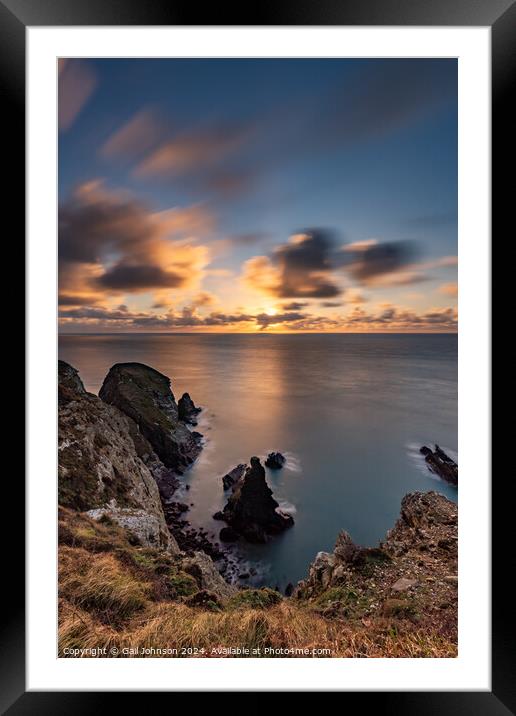 Sunset over the sea on the Island of Angelsey , North Wales  Framed Mounted Print by Gail Johnson