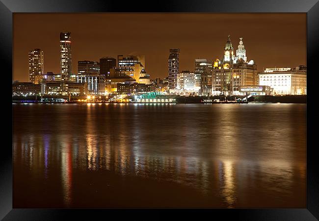 Liverpool night cityscape Framed Print by Gail Johnson