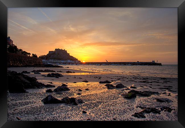 Mont Orgueil Castle at sunrise Framed Print by Gail Johnson