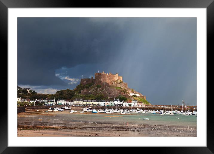 Mont Orgueil Castle after the rain Framed Mounted Print by Gail Johnson