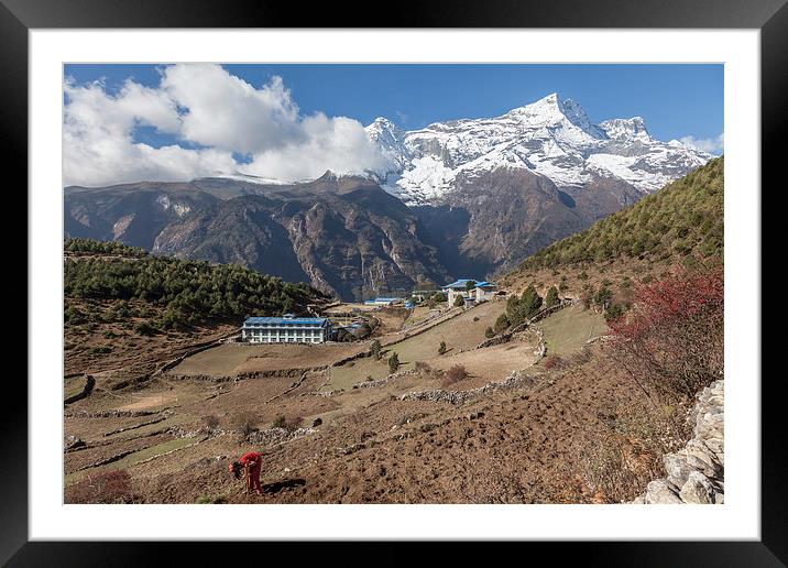 Looking back to Namche Bazaar Framed Mounted Print by Gail Johnson