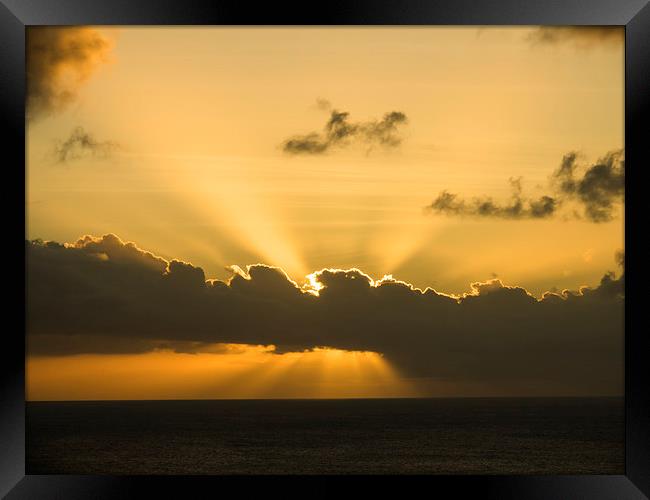 Sunset over the Caribbean Framed Print by Gail Johnson