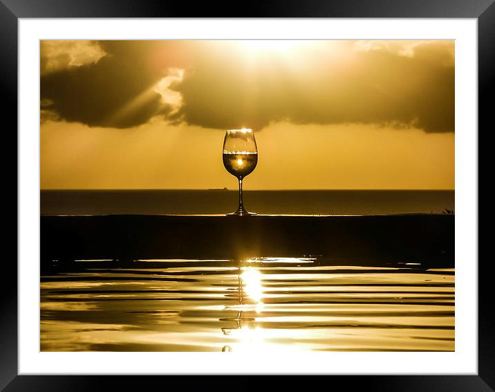 cold glass of white wine Framed Mounted Print by Gail Johnson